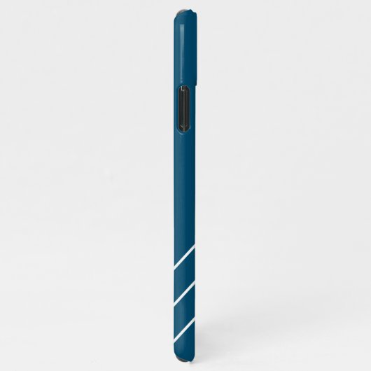 DIY White Monogram Circle Diagonal Lines OceanBlue iPhone Hülle (Rechte Seite)