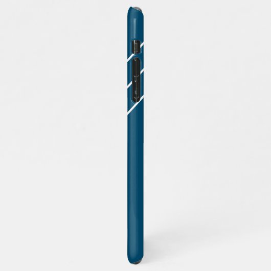 DIY White Monogram Circle Diagonal Lines OceanBlue iPhone Hülle (Linke Seite)