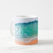 DIY White Monogram in Circle, Beach Waves, Vs 2 Kaffeetasse (Vorderseite Links)