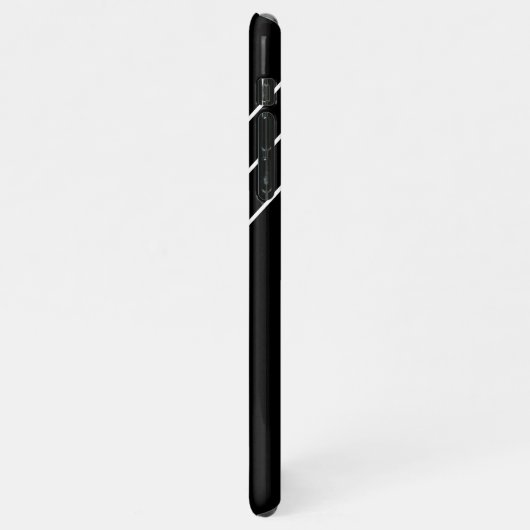 DIY White Monogram in Circle, Diagonal Lines Black iPhone Hülle (Linke Seite)