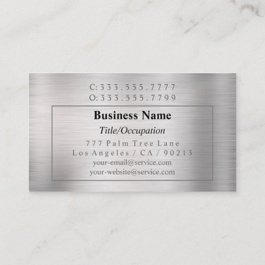 DIY White Monogram & Name, Grau Box, Schwarz/Silbe Visitenkarte (Rückseite)