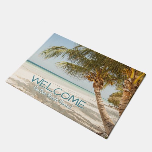 DIY Willkommen bei Beach Zuhause oder Name, Aquama Fußmatte (Schrägansicht)