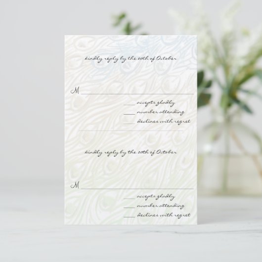 DIY You Cut & Score Peacock Feather Wedding RSVP (Stehend Vorderseite)