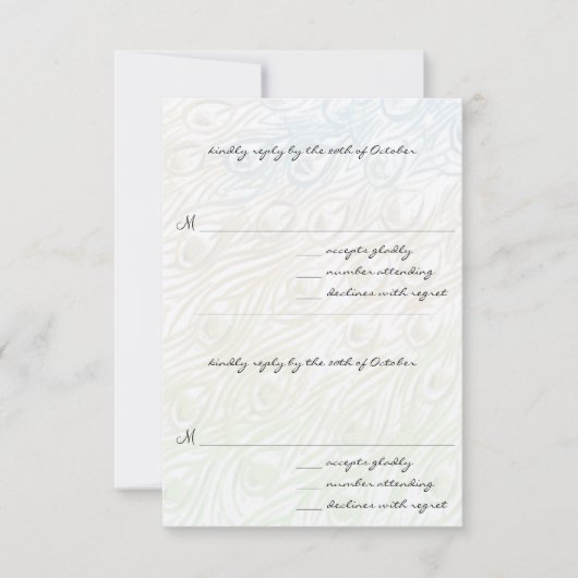 DIY You Cut & Score Peacock Feather Wedding RSVP Karte (Vorderseite)