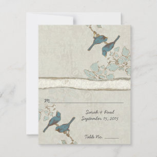 DIY You Score Card Aquamarin Bird Wedding Platzkar Einladung