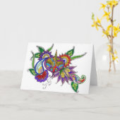 Diya (Lampe) Grußkarte Karte (Gelbe Blume)