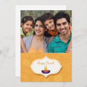 Diya on Gold Paisley, Diwali Foto Card Einladung (Vorne/Hinten)