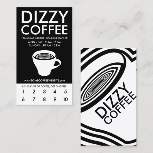 dizzy coffee loyalty program treuekarte (Vorne/Hinten)
