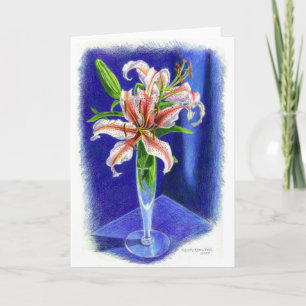 Dizzy Oriental Lilie in farbigem Bleistift Karte
