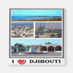 DJ007 DJIBOUTI I Liebe, Mosaik, Afrika, Kühlschran Magnet