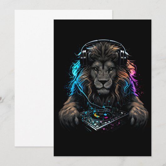 DJ als wilder Löwe Einladung (Vorne/Hinten)