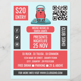 DJ am Deck Cartoon, Beruflich DJ Advert Flyer