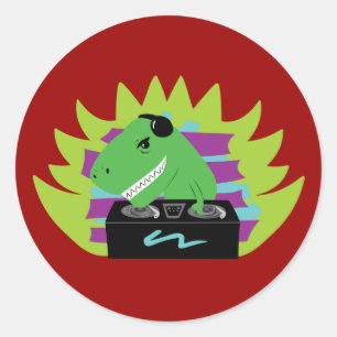 Dj-asaurus Rex Runder Aufkleber