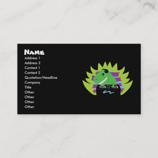 Dj-asaurus Rex T-Rex DJ Business Cards Visitenkarte (Vorderseite)