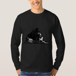 DJ Astronaut Illustration Herren Langarmshirt T-Shirt