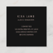 Dj Audio Engineer Headphone Rose Gold Glitzer Quadratische Visitenkarte (Rückseite)