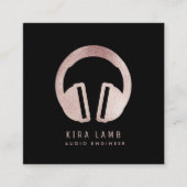 Dj Audio Engineer Headphone Rose Gold Glitzer Quadratische Visitenkarte (Vorderseite)