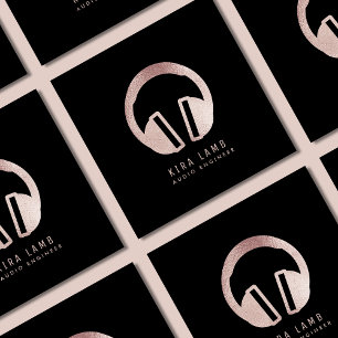 Dj Audio Engineer Headphone Rose Gold Glitzer Quadratische Visitenkarte