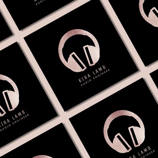 Dj Audio Engineer Headphone Rose Gold Glitzer Quadratische Visitenkarte