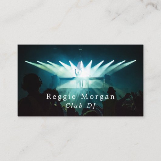 DJ auf Bühne, Beruflicher DJ Visitenkarte (Vorderseite)