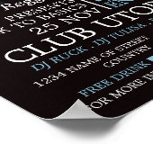 DJ auf Bühne, DJ, Club Event Advertising Poster (Ecke)