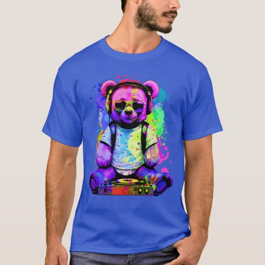 DJ Bär, Teddy, Cartoon, Musik, Konzertfestivals T-Shirt (Vorderseite)
