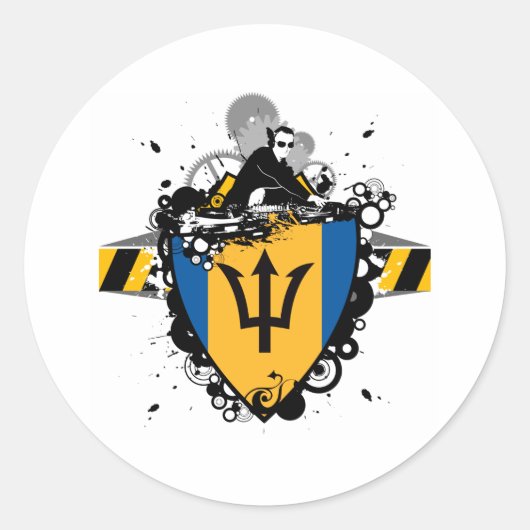 DJ Barbados Runder Aufkleber (Vorderseite)