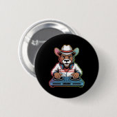 Dj Bear Cowboy Mixing Beats Button (Vorne & Hinten)