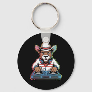 Dj Bear Cowboy Mixing Beats Schlüsselanhänger