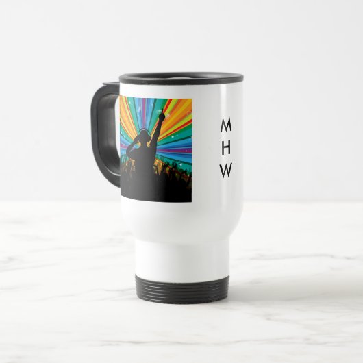 DJ-benutzerdefinierte Monogramm-Tasse Reisebecher (Vorderseite Links)
