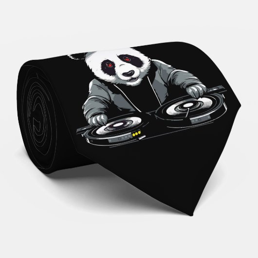 DJ Black and White Panda Krawatte (Gerollt)