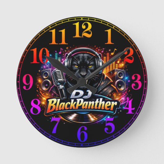 DJ BLACKPANTHER 2 RUNDE WANDUHR (Vorderseite)