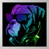 DJ Boxer Dog Wall Art | Besondere Geschenke Poster (Vorne)