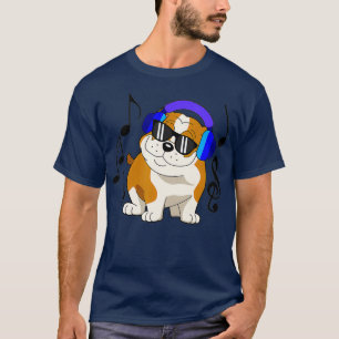 DJ Bulldog Hund Musikliebhaber mit Kopfhörer-Gesch T-Shirt