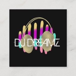 DJ Business Music Producer Neon and Imitats Gold Quadratische Visitenkarte