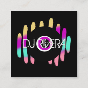 DJ Business Musikproduzent Neon und Schwarz Quadratische Visitenkarte