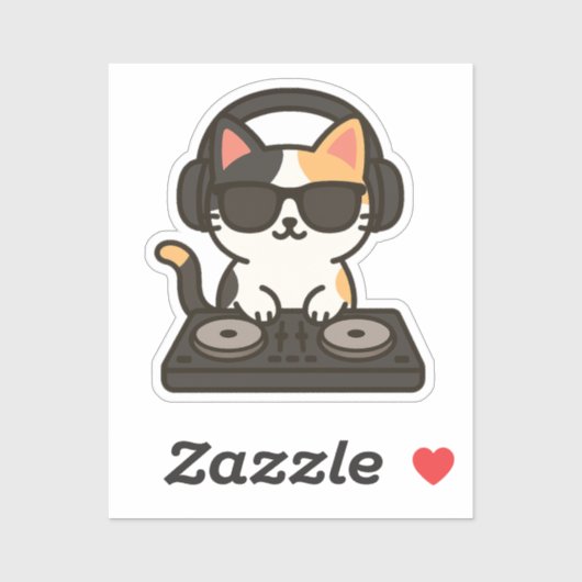 DJ Calico Cat mischt Tracks Aufkleber (Blatt)