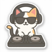 DJ Calico Cat mischt Tracks Aufkleber (Vorderseite)