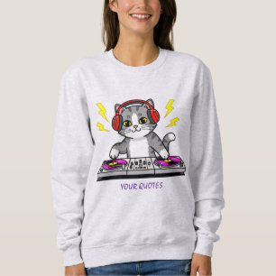 DJ Cat Cartoon – Illustration eines coolen Musikli Sweatshirt