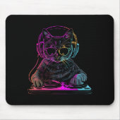 Dj Cat Edm Techno House Music Funny Cat Lover For Mousepad (Vorne)
