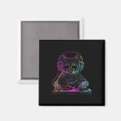 Dj Cat Edm Techno House Musik Funny Cat Lover Magnet (Vorderseite/Rückseite)