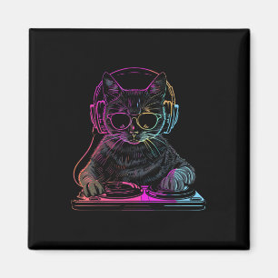 Dj Cat Edm Techno House Musik Funny Cat Lover Magnet