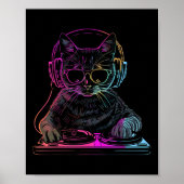 Dj Cat Edm Techno House Musik Funny Cat Lover Poster (Vorne)