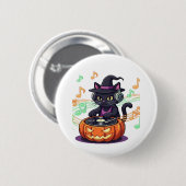 Dj cat halloween Oversibler T - Shirt Button (Vorne & Hinten)