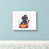 Dj cat halloween Oversibler T - Shirt Leinwanddruck (Insitu (Holzboden))