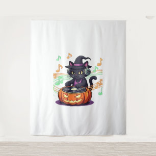 Dj cat halloween Oversibler T - Shirt Wandteppich