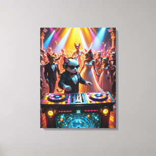 DJ Cat im Glamour Feline Ballroom Party Leinwanddruck