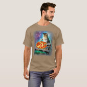 DJ Cat isst Pizza in der Galaxie T-Shirt (Vorne ganz)