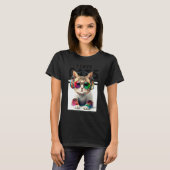 DJ Cat mit Cooler Style Sonnenbrille Headphone Mus T-Shirt (Vorne ganz)