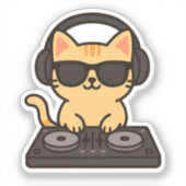 DJ Cat Mixing Tracks Aufkleber (Vorderseite)